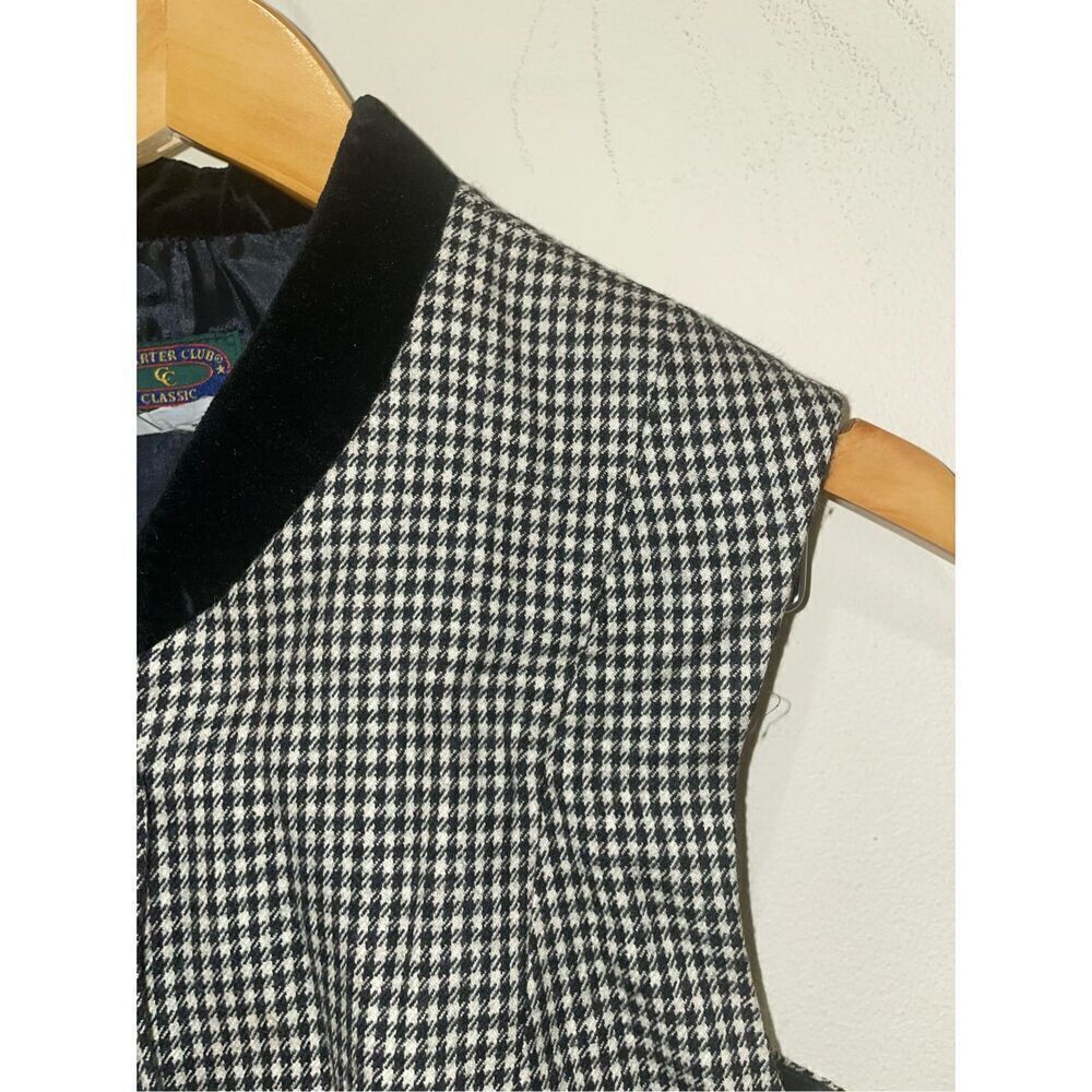 Vintage charter club classic gingham black white sleeveless vest - Picture 4 of 10